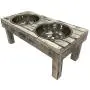 Huntley Pet Berjen Table Elevated Double Bowl Pet Feeder, White Wash Huntley Pet Berjen Table Elevated Double Bowl Pet Feeder, White Wash