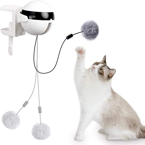 Interactive Cat Toys, Cat Teaser Toy with Auto Lifting Ball Electric Flutter Rotating Interactive Puzzle Pet Toy Catching Game for Kitty Training Exercise