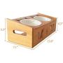 Lepet Elevated Dog Cat Bowls, Raised Pet Feeder Solid Bamboo Stand Perfect for Cats and Small Dogs (4 Bowls Incline)