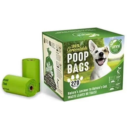 UNNI 100% Compostable Dog Poop Bags, Extra Thick Pet Waste Bags, 270 Count, 18 Refill Rolls, 9x13 Inches, Earth Friendly Highest ASTM D6400, Europe OK Compost Home and Seedling Certified,San Francisco