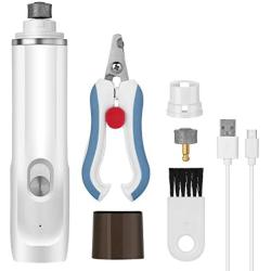 OWNPETS Dog Nail Grinder Clipper, 2-Speed Rechargeable Electric Nail Grinder for Dogs with 3 Grinding Ports, Pet Nail Clippers and Trimmer for Small, Medium, Large Dogs, Cats, Rabbits- White