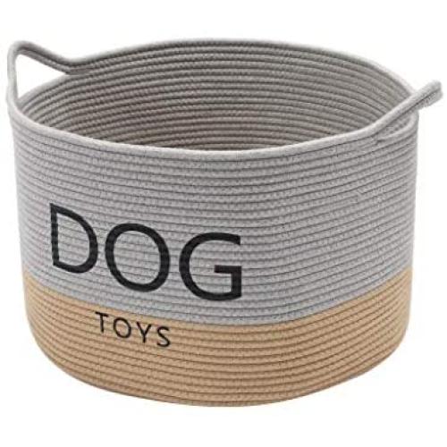 Geyecete Dog Storage Basket Round Cotton Rope Basket Dog Toy Storage Basket - Laundry Basket Storage Bin Pet Toy Storage Boxes