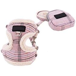 GOUDAI Soft Pet Puppy Cat Vest,Winter Dog Pet Products Puppy Plaid Cat Collar Small Dog Harness Leads Leash Dog Vest(S Pink)