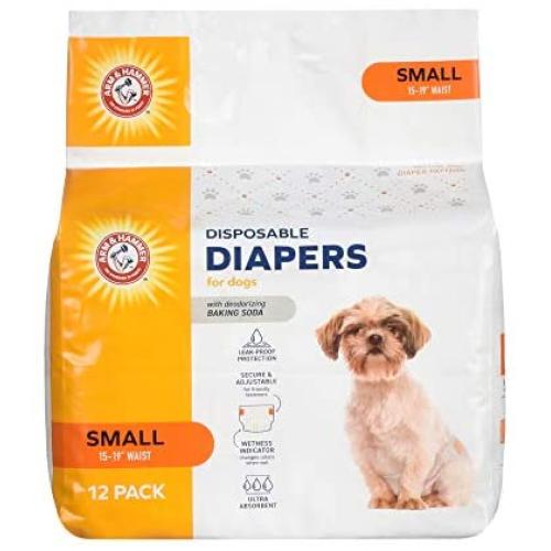 Arm & Hammer for Pets for Pets Female Dog Diapers, Size Small, 12 Count | Ultra-Abosorbent, Adjustable Girl Dog Diapers with Leak-Proof Protection and Wetness Indicator (FF13875)