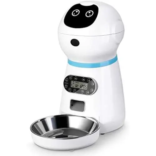 Keprix Automatic Cat Feeder Dog Feeder 118oz for Cat and Small Size Dog with Distribution Alarms, Portion Control, Voice Recorder, Programmable Timer for up to 4 Meals per Day