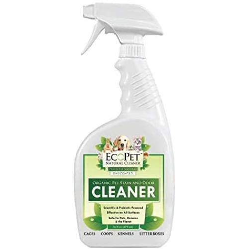 EcoPet Natural Cleaner and Dog Urine Odor Eliminator - Probiotic Powered Multi Surface Pet Odor and Stain Remover - Non-Toxic Dog Carpet Cleaner and Pet Stain Eraser, Unscented, Trigger Spray, 16oz