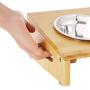 FEANDREA Raised Bowls, Bamboo Elevated Bowl Stand, 15° Tilt, Anti-Slip Design, with 2 Removable Stainless Steel Bowls, 3.9 Inches, for Small Dog, Cat, Natural UPRB001N01