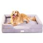 Ushang Pet Orthopedic Memory Foam Dog Beds, Pet Sofa Lounger Bolster Dog Beds for Large Dogs Wash Removable Cover with Anti-Slip Bottom