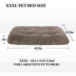 OXS Dog Bed Long Plush Calming Pet Bed, Comfortable Faux Fur Washable Crate Mat with Anti-Slip Backing for Jumbo Large Medium Dogs