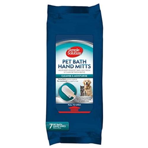 Simple Solution Pet Grooming Wipes | Pet Bathing Mitt | Grooming Glove - 7 Pack