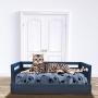 Iconic Pet Sassy Paws Wooden Pet Bed with Paw Printed Comfy Cushion for Dogs & Cats in Varying Sizes & Colors