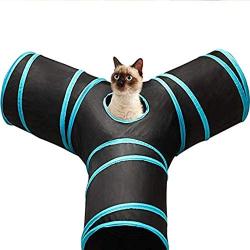 MR. STRONG Pet Cat Tunnel,Tube Cat Toys 3 Way Collapsible Peek Hole Toy with Ball,Kitty Tunnels for Indoor Cats,Puppy, Kitty, Kitten, Rabbit