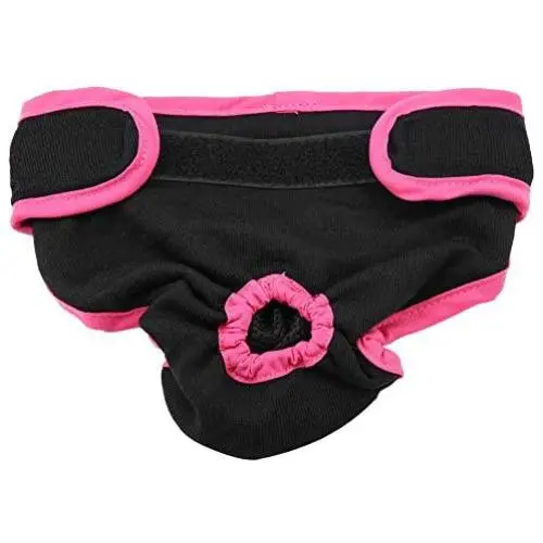 Dog Hygiene Pants Pink Underwear Nappies for Dogs with Incontinence Reusable Cotton Female Pet Sanitary Pants Puppy Physiological Pet Diaper Breathable Pets Briefs (S Black)