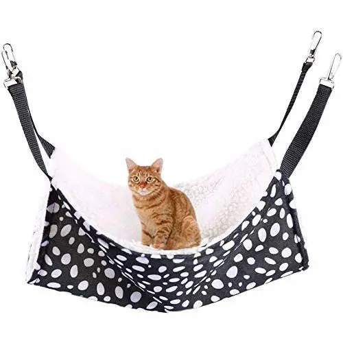 AKIRO Pet Cage Hammock, Pet Hanging Bed Round Dot Tower Zebra Leopard Pattern Warm Pet Hammock Pet Cage Hammock, Soft Plush Hanging Pet Cat Bed Mat Winter Warm Cotton Cat Hammock for Kitten Cat Cage AKIRO Pet Cage Hammock, Pet Hanging Bed Round Dot Tower Zebra Leopard Pattern Warm Pet Hammock Pet Cage Hammock, Soft Plush Hanging Pet Cat Bed Mat Winter Warm Cotton Cat Hammock for Kitten Cat Cage