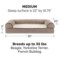 Furhaven Pet Dog Bed - Cooling Gel Memory Foam Faux Fleece and Chenille Soft Woven Traditional Sofa-Style Living Room Couch Pet Bed with Removable Cover for Dogs and Cats