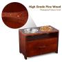 Elevated Dog Bowl Raised Pet Feeder Stand Upgraded Wooden Dog Feeding Station with Storage Drawer for Medium LargePets with 2 Stainless Bowls and Waterproof Pad (Need Assemble)