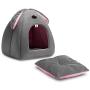 Hollypet Self-Warming 2 in 1 Foldable Comfortable Triangle Cat Bed Tent House, Baby Gray