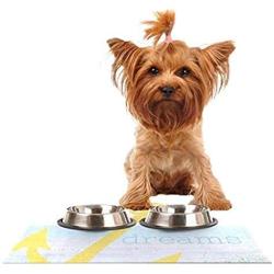 KESS InHouse Alison Coxon Let Your Dreams Set Sail Feeding Mat for Pet Bowl, 24 by 15-Inch