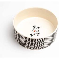 Park Life Designs Small Pet Bowl, Alto Pattern, 5-1/4 inch Heavyweight Ceramic Dish Stays Put, Microwave and Dishwasher Safe