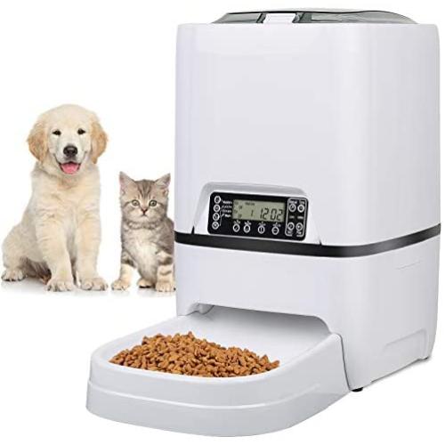 6.5L Pet Feeder,Automatic Cat Feeder | Timed Programmable Auto Pet Dog Food Dispenser Feeder for Kitten Puppy - Portion Control Up to 4 Meals/Day,Voice Recording,Battery and Plug-in Power