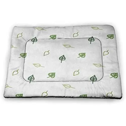 DayDayFun Leaf Pet Mat Customization Modern and Minimalistic Leaves Style with Abstract Pattern Artistic Design Image Print Waterproof and Warm Pet Mattress Green