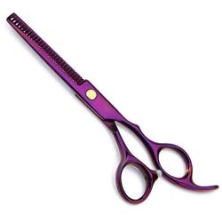 Hair Cutting Scissors, 6.7in Professional Pet Dog Hair Cutting Scissors Grooming Hairdressing Shear(Thining Shear-Amaranth)