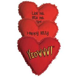 Yeowww! Heart Attack Pack: 3X 100% Organic Catnip Heart Cat Toys, Each with a Different Phrase