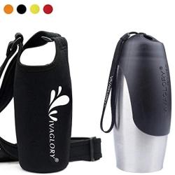 Vivaglory Insulated Neoprene Water Bottle Sling, Red+Water Bottle for Dogs and Black Neoprene Water Bottle Carrier