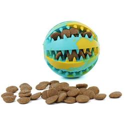 DreamPet Dog Toy Ball, Non-Toxic Bite-Resistant Natural Elastic Rubber Ball ,Pet Food Treatment Feeders, Chewing Teeth Cleaning Balls Exercise Games IQ Training Balls 2Color