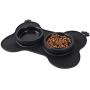 Aebor Slow Feeder Pet Bowl with Water Bowl for Dogs Cats and Pets,No-Spill Non-Skid Silicone Mat，Black