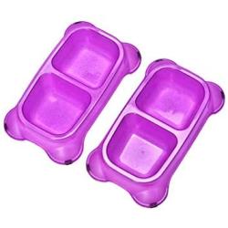 HEMT Pet Bowl Plastic Dog Bowl, Double Small Simple Design Non-Slip Food Water Feeder for Dog cat Puppy