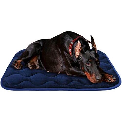 AIPERRO Dog Crate Pad Washable Dog Bed Mat Dog Mattress 24/30/36/42/46 Pets Kennel Pad for Large Medium Small Dogs and Cats (46 in, Blue)