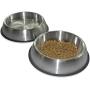 PetFusion Premium Brushed Anti-tip Dog & Cat Bowls (Set of 2 Bowls). Food Grade Stainless Steel. Bonded Silicone Ring for Traction.