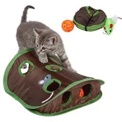 xiaolang Cat Tunnel with Play Ball- 9 Holes Pet Cat Interactive Toy, Cat Play Tent Interactive Toy, Durable Collapsible Cat Tunnels for Indoor cat, 12 x 12.5 x 4.5 inches