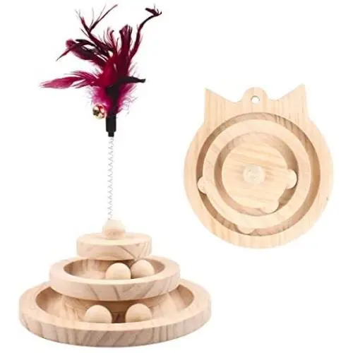 【Update 2021】 Cat Ball Track Cat Toys Safety Material Wooden Natural Play Circle Track with Moving Balls Satisfies Kitty’s Hunting, Cat Toys for Indoor Cats Interactive Pet Supplies (Softwood) 【Update 2021】 Cat Ball Track Cat Toys Safety Material Wooden Natural Play Circle Track with Moving Balls Satisfies Kitty’s Hunting, Cat Toys for Indoor Cats Interactive Pet Supplies (Softwood)