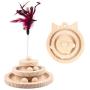 【Update 2021】 Cat Ball Track Cat Toys Safety Material Wooden Natural Play Circle Track with Moving Balls Satisfies Kitty’s Hunting, Cat Toys for Indoor Cats Interactive Pet Supplies (Softwood)