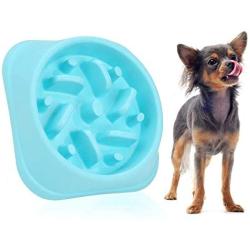 Fdit Slow Dog Food Bowl Dish Anti Choking Slow Eating Water Food Feeder Container Eating Plate(Blue)