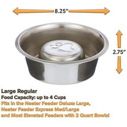 Neater Pet Brands Slow Feed Bowl Stainless Steel - Standard Bowls Fit Elevated Feeders