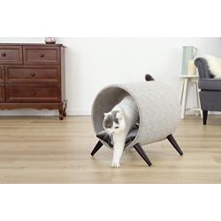 Cat Craft 4308601 Tunnel Bed, Grey and Brown Wooden Legs Cat Furniture, 15 Inch