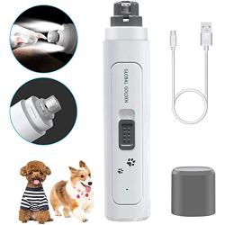 GLOBAL GOLDEN Professional Dog Nail Grinder, Upgraded 2 LED Lights & 2-Speed Portable Electric Pet Nails Trimmers 【15000 RMP】 for Small | Medium | Large Dog & Cat