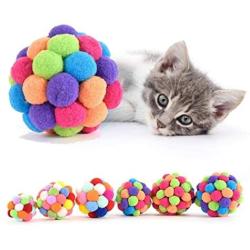 WangNana 1PC/3Pcs Fun Cat Toy Stuff Catnip Handmade Bell Bouncing Ball Pet Supplies Pet Toy Cat and Dog Built-in Scratching Device 7cm1PCS