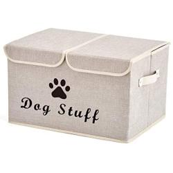 Morezi Large Dog Toys Storage Box Canvas Storage Basket Bin Organizer with Lid - Perfect Collapsible Bin for Organizing Dog Cat Toys and Accessories