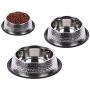 King International Stainless Steel Hammered Dog Bowls with Anti-Skid Rubber Base Set of 3- Small (16 Oz) Medium (24 Oz) Large (32 Oz)- Pet Feeding Bowl for Dogs, Puppy Cat and Kitten