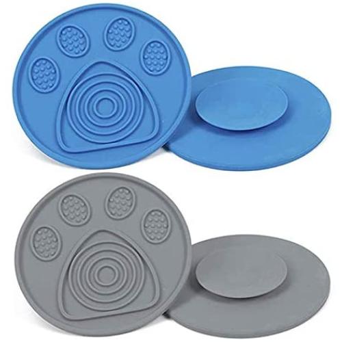 2 Pack Lick Mat for Dogs in Silicone with Strong Suction, Dog Peanut Butter Lick Pad Pet Slow Feeder Dog Distraction Toy Device Interactive Lick Mat Treat Dispensing Mat for Dogs Bathing Grooming