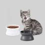 QINYUAN Cat Bowl, Pet Feeder Raised Food Kitten Stress Free Double Side Use Feeding Dish