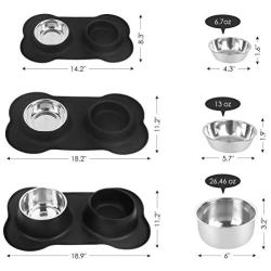 URPOWER Dog Bowls Stainless Steel Dog Bowl with No Spill Dog Food Bowl Non-Slip Silicone Mat Feeder Bowls Pet Bowl for Puppy Small Medium Dogs Cats and Pets