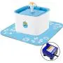 SunGrow Pet Water Fountain with Adorable 13” (33cm) Splash Mat, Very Quiet, Easy to Assemble and Clean, 3 Filters Included, 84oz (2.5 L) Water Reservoir, Vet Recommended, Continuous Fresh Water