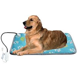 ANZERWIN XXL Heating Pad for Large Dog Bed Outdoor or Home,Electric Heating Mat for Dog House Crate Pad for Small Medium Pet Cat Puppy Waterproof Easy Clean Long Chew Proof Cord Gray,34''x21'',30-60W