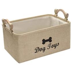 Morezi Linen-Cotton Dog Toy Box and Puppy Stuff Storage Basket Organizer - Perfect for organizing pet Toys, Blankets, leashes, Vest, chew Toy and Clothes