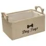 Morezi Linen-Cotton Dog Toy Box and Puppy Stuff Storage Basket Organizer - Perfect for organizing pet Toys, Blankets, leashes, Vest, chew Toy and Clothes